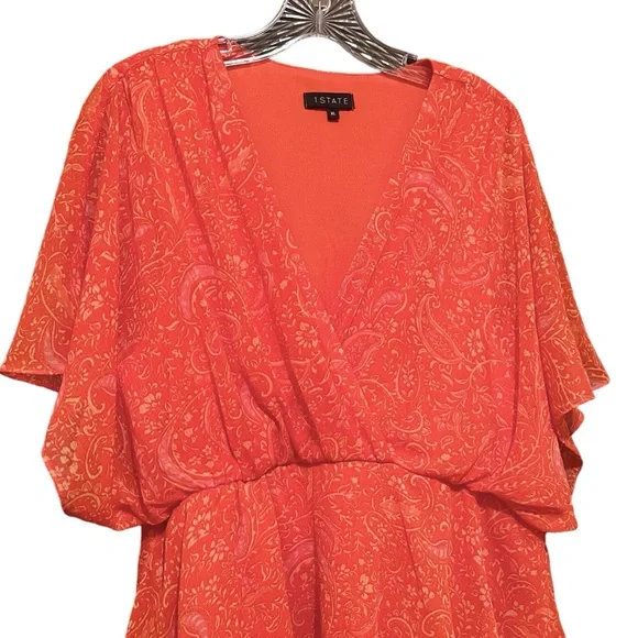 Pretty 1. State Asymmetrical Tiered Ruffle Mini Dress Orange and Pink Floral XL - Picture 2 of 11